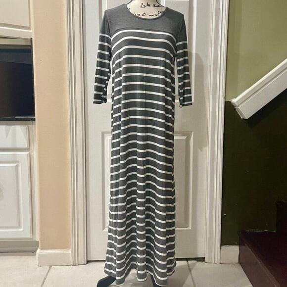 Exist Maxi Dress 3/4 Sleeve Stripe Ribbed Size Medium versatile chic BEACHY - Picture 13 of 16